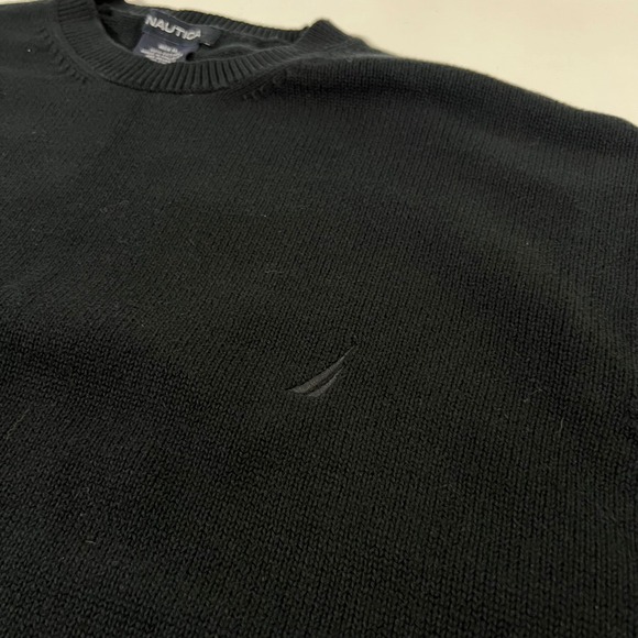 Nautica Mens XL Black 100% Cotton Long‎ Sleeve Crewneck Knit Sweater Casual Prep - Picture 5 of 8